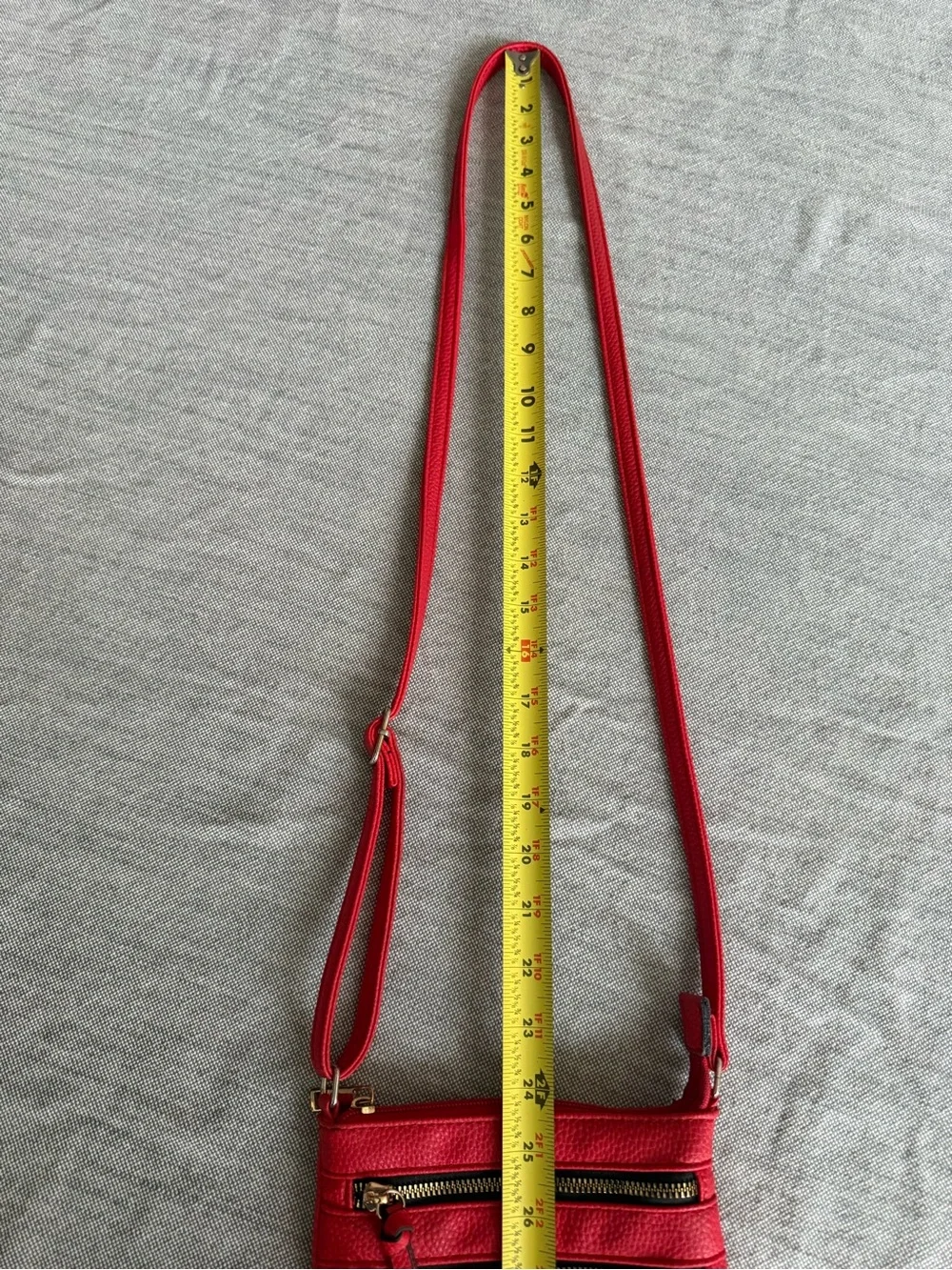 Red Crossbody Pebble Leather Travel Everyday Bag Stylish 9” x 7”